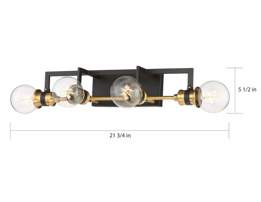 Vanity Nuvo 60-6974 Intention - 4 Light - Vanity - Warm Brass and Black Finish Nuvo