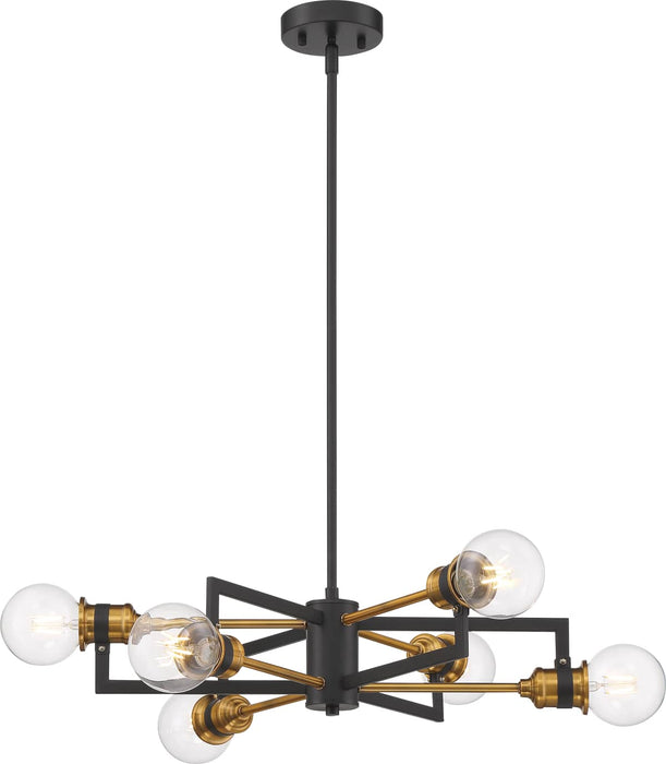 Chandelier Nuvo 60-6976 Intention - 6 Light - Chandelier - Warm Brass and Black Finish Nuvo