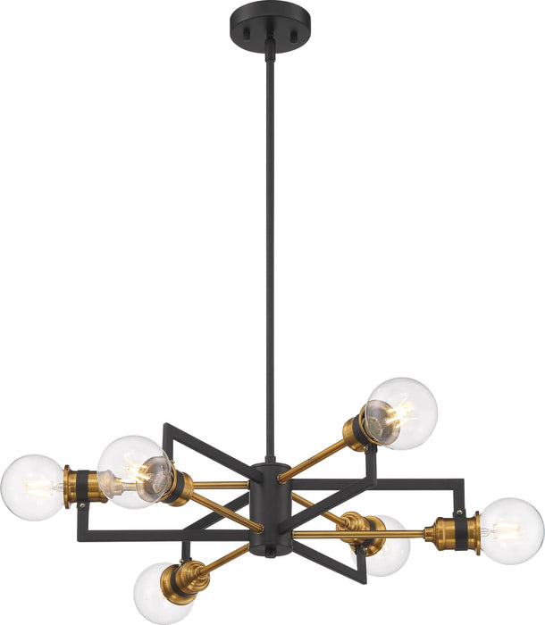 Chandelier Nuvo 60-6976 Intention - 6 Light - Chandelier - Warm Brass and Black Finish Nuvo