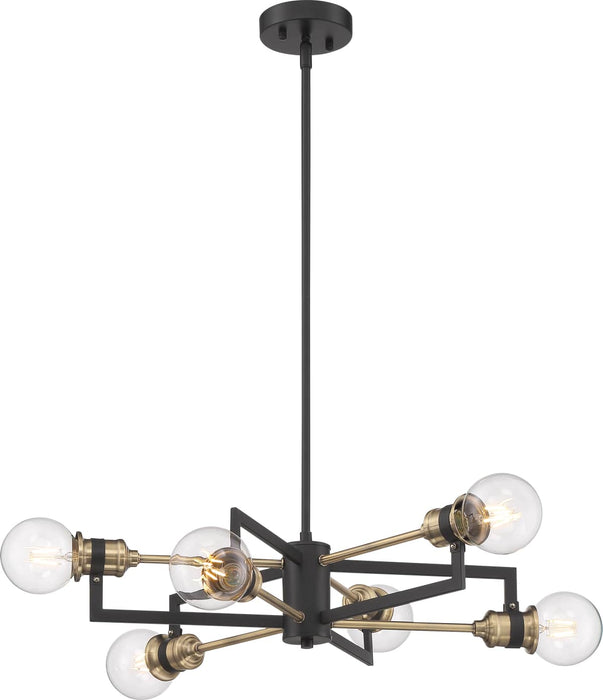 Chandelier Nuvo 60-6976 Intention - 6 Light - Chandelier - Warm Brass and Black Finish Nuvo