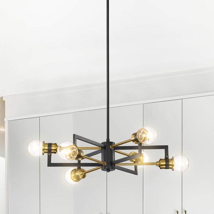 Chandelier Nuvo 60-6976 Intention - 6 Light - Chandelier - Warm Brass and Black Finish Nuvo