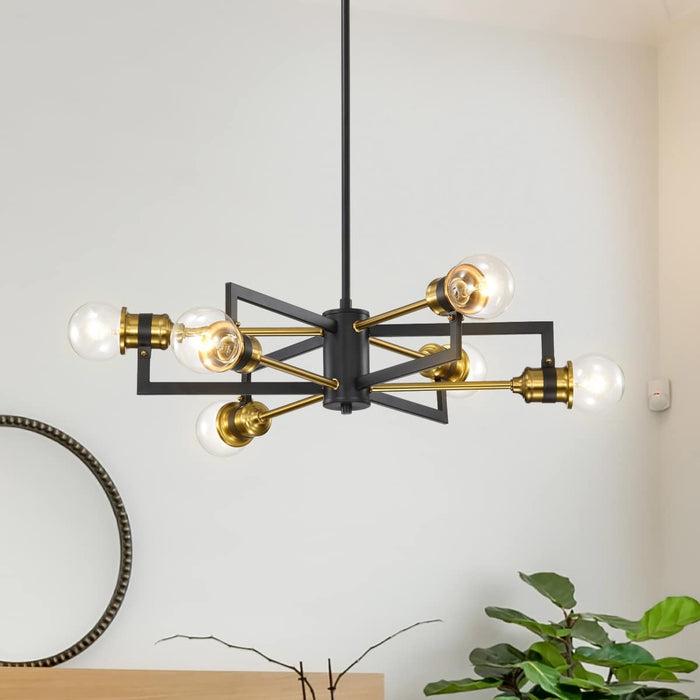 Chandelier Nuvo 60-6976 Intention - 6 Light - Chandelier - Warm Brass and Black Finish Nuvo
