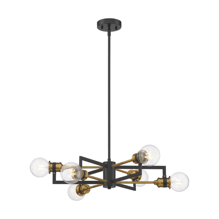Chandelier Nuvo 60-6976 Intention - 6 Light - Chandelier - Warm Brass and Black Finish Nuvo