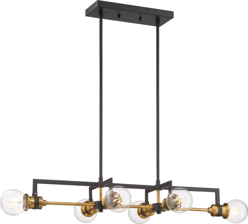 Island Pendant Nuvo 60-6977 Intention - 6 Light - Island Pendant Fixture - Warm Brass and Black Finish Nuvo