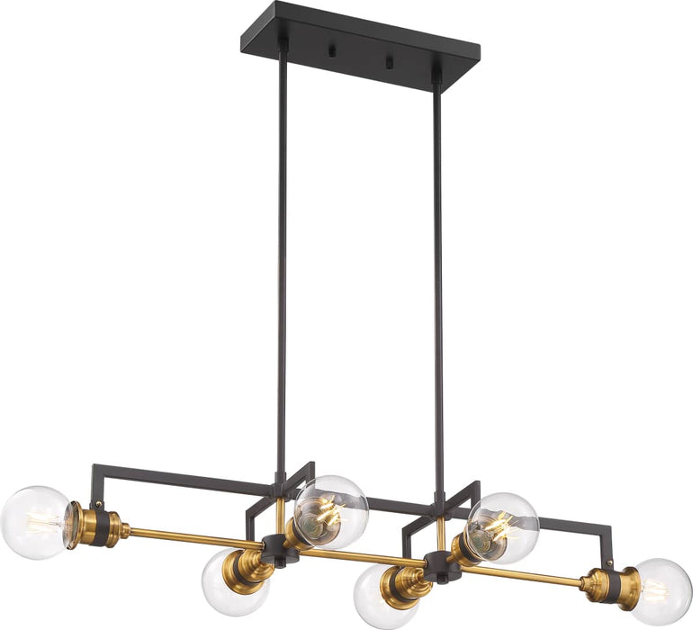 Island Pendant Nuvo 60-6977 Intention - 6 Light - Island Pendant Fixture - Warm Brass and Black Finish Nuvo