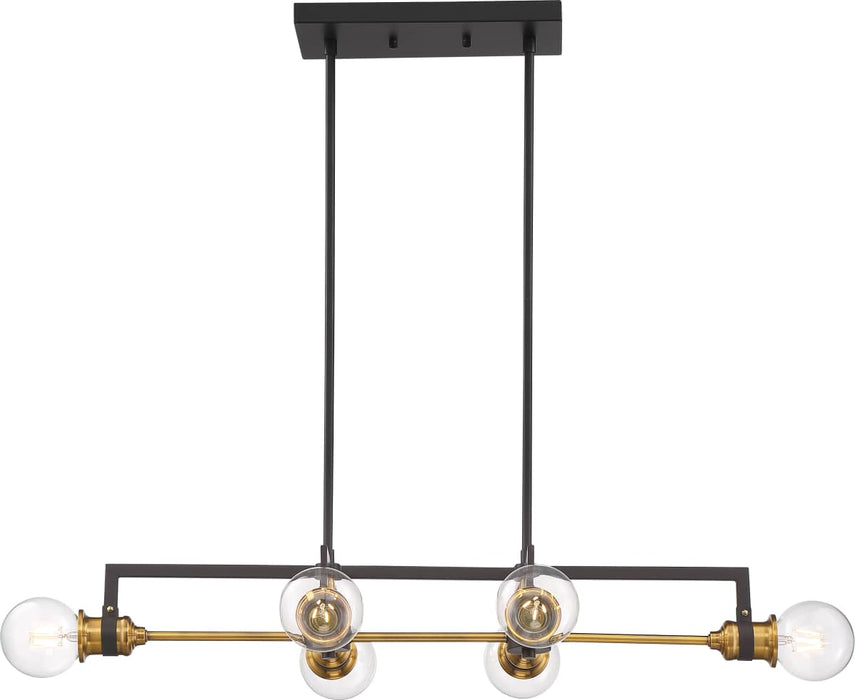 Island Pendant Nuvo 60-6977 Intention - 6 Light - Island Pendant Fixture - Warm Brass and Black Finish Nuvo