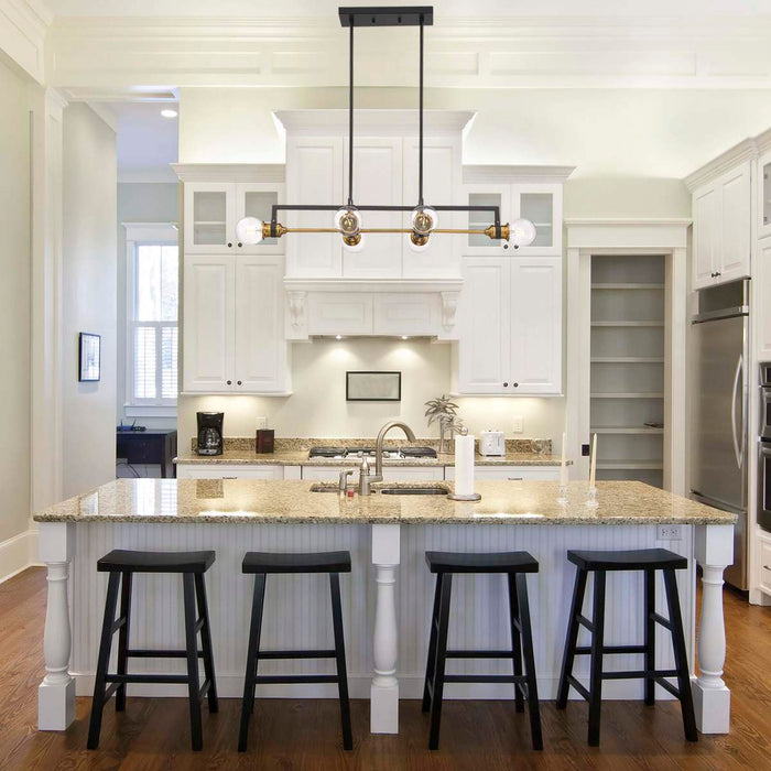 Island Pendant Nuvo 60-6977 Intention - 6 Light - Island Pendant Fixture - Warm Brass and Black Finish Nuvo
