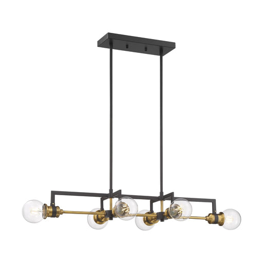 Island Pendant Nuvo 60-6977 Intention - 6 Light - Island Pendant Fixture - Warm Brass and Black Finish Nuvo