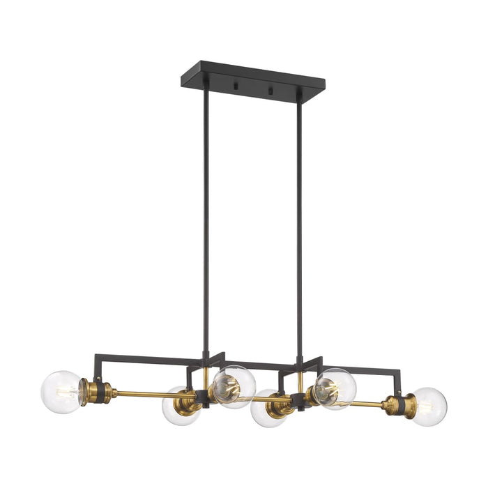 Island Pendant Nuvo 60-6977 Intention - 6 Light - Island Pendant Fixture - Warm Brass and Black Finish Nuvo