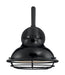 Sconce Nuvo 60-7001 Newbridge - 1 Light - Small Outdoor Wall Sconce Fixture - Gloss Black Finish with Silver and Textured Black Accents Nuvo
