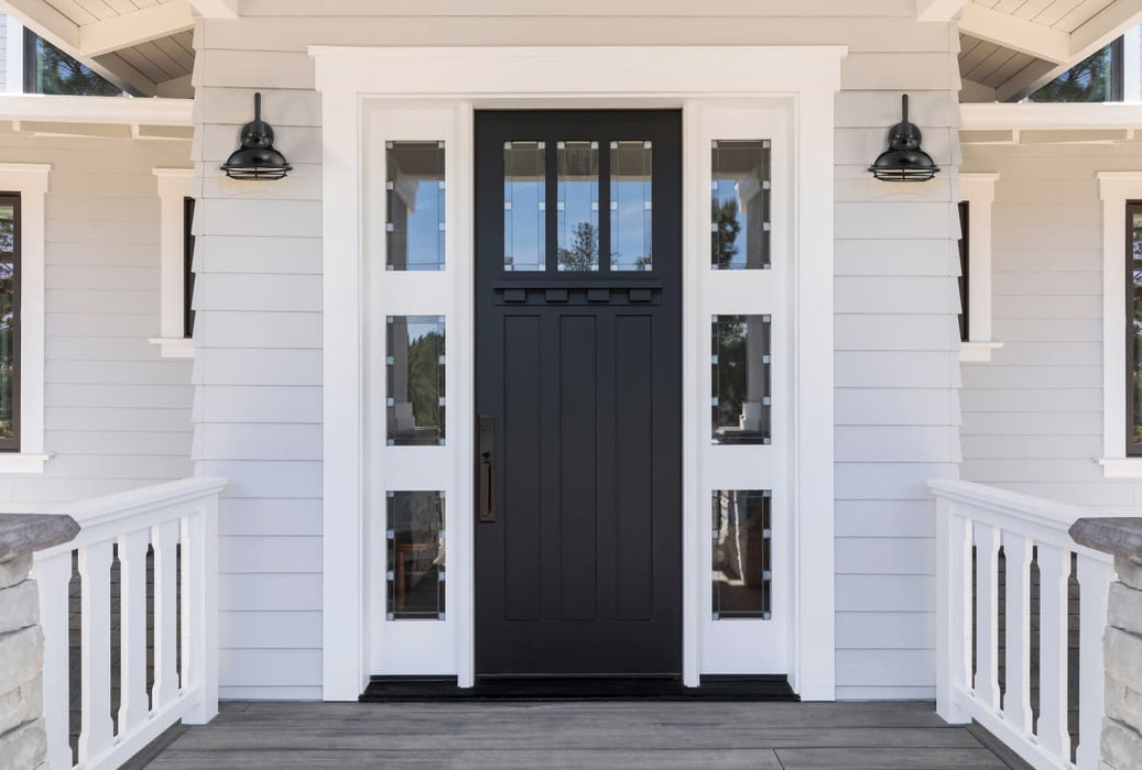 Sconce Nuvo 60-7001 Newbridge - 1 Light - Small Outdoor Wall Sconce Fixture - Gloss Black Finish with Silver and Textured Black Accents Nuvo