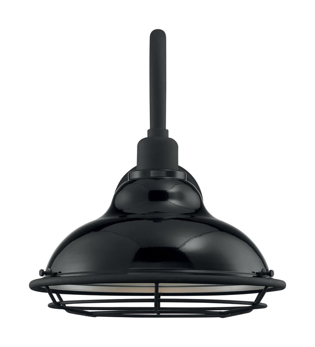 Sconce Nuvo 60-7002 Newbridge - 1 Light - Large Outdoor Wall Sconce Fixture - Gloss Black Finish with Silver and Textured Black Accents Nuvo