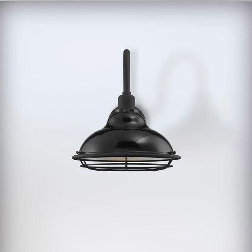 Sconce Nuvo 60-7002 Newbridge - 1 Light - Large Outdoor Wall Sconce Fixture - Gloss Black Finish with Silver and Textured Black Accents Nuvo