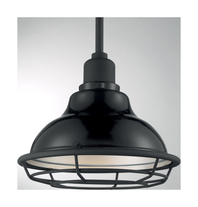 Pendant Nuvo 60-7003 Newbridge - 1 Light - Small Pendant Fixture - Gloss Black Finish with Silver and Textured Black Accents Nuvo