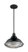 Pendant Nuvo 60-7004 Newbridge - 1 Light - Large Pendant Fixture - Gloss Black Finish with Silver and Textured Black Accents Nuvo