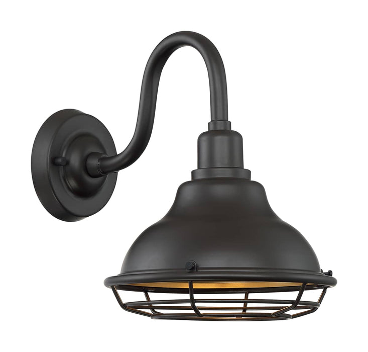 Sconce Nuvo 60-7011 Newbridge - 1 Light - Small Outdoor Wall Sconce Fixture - Dark Bronze Finish with Gold Accents Nuvo