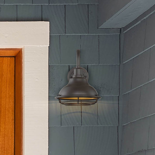 Sconce Nuvo 60-7011 Newbridge - 1 Light - Small Outdoor Wall Sconce Fixture - Dark Bronze Finish with Gold Accents Nuvo