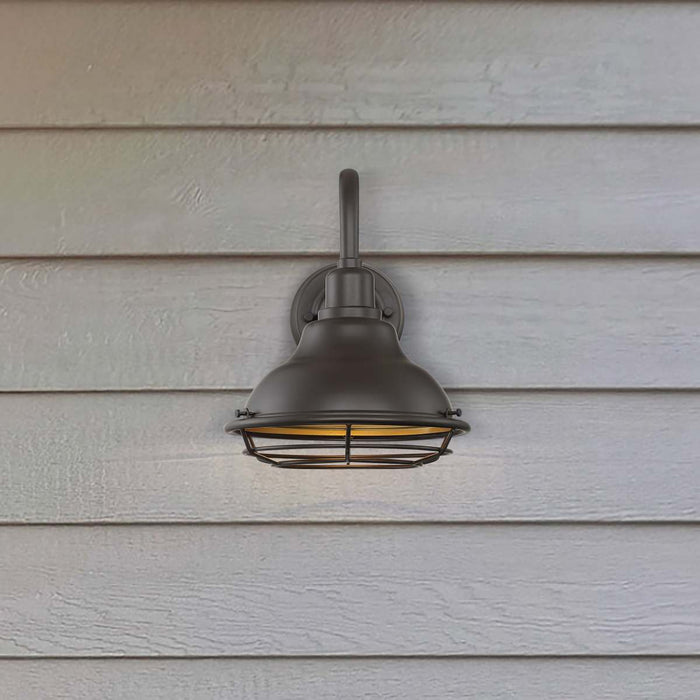 Sconce Nuvo 60-7011 Newbridge - 1 Light - Small Outdoor Wall Sconce Fixture - Dark Bronze Finish with Gold Accents Nuvo