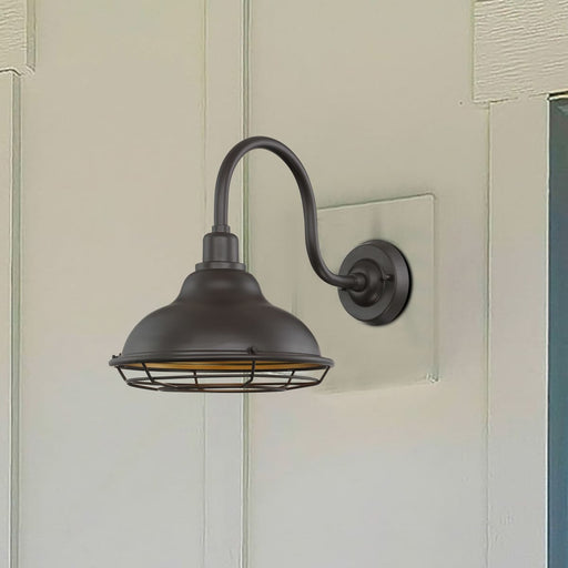 Sconce Nuvo 60-7012 Newbridge - 1 Light - Large Outdoor Wall Sconce Fixture - Dark Bronze Finish with Gold Accents Nuvo