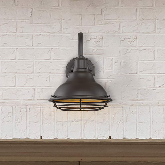Sconce Nuvo 60-7012 Newbridge - 1 Light - Large Outdoor Wall Sconce Fixture - Dark Bronze Finish with Gold Accents Nuvo