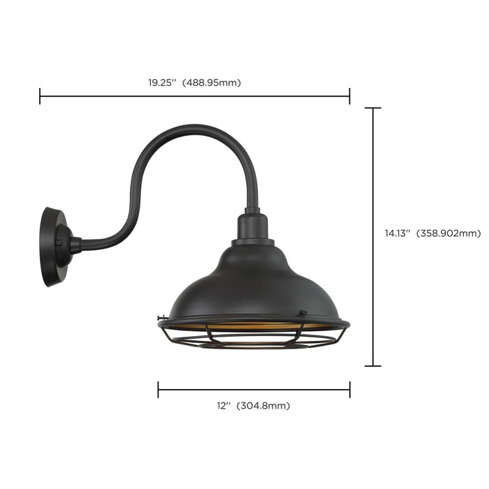 Sconce Nuvo 60-7012 Newbridge - 1 Light - Large Outdoor Wall Sconce Fixture - Dark Bronze Finish with Gold Accents Nuvo