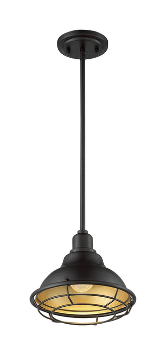 Pendant Nuvo 60-7013 Newbridge - 1 Light - Small Pendant Fixture - Dark Bronze Finish with Gold Accents Nuvo