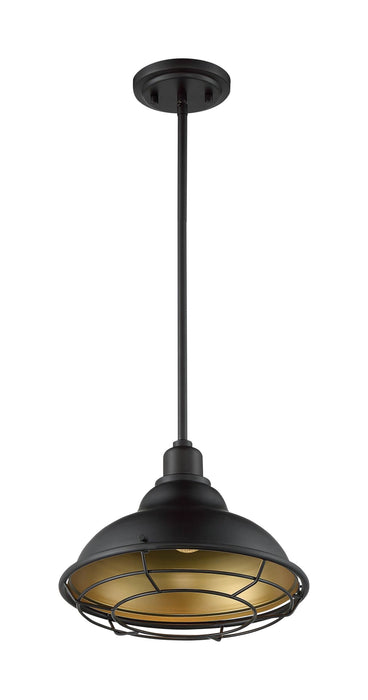 Pendant Nuvo 60-7014 Newbridge - 1 Light - Large Pendant Fixture - Dark Bronze Finish with Gold Accents Nuvo