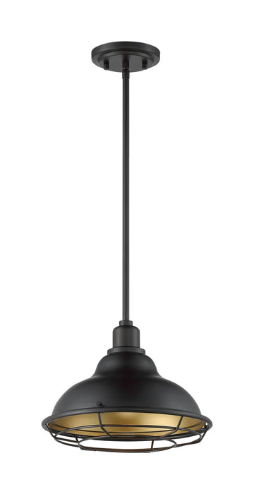 Pendant Nuvo 60-7014 Newbridge - 1 Light - Large Pendant Fixture - Dark Bronze Finish with Gold Accents Nuvo