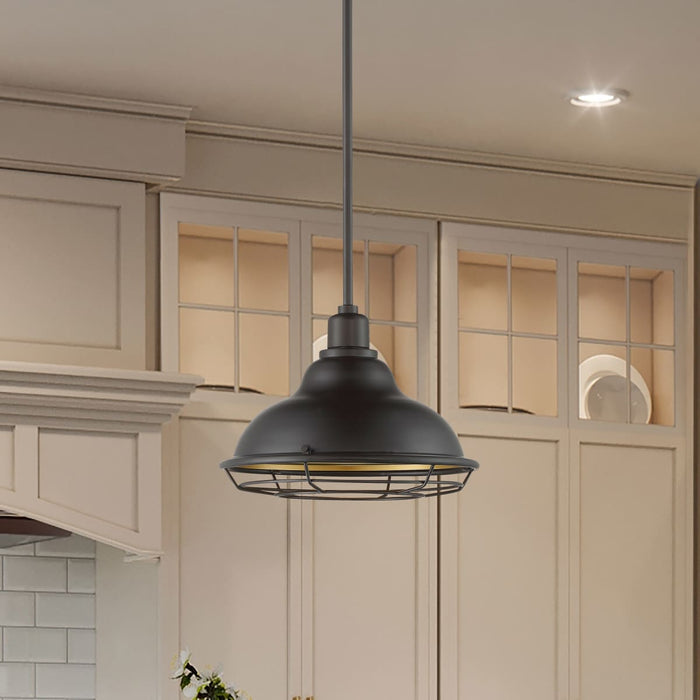 Pendant Nuvo 60-7014 Newbridge - 1 Light - Large Pendant Fixture - Dark Bronze Finish with Gold Accents Nuvo