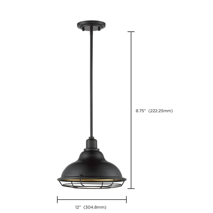 Pendant Nuvo 60-7014 Newbridge - 1 Light - Large Pendant Fixture - Dark Bronze Finish with Gold Accents Nuvo