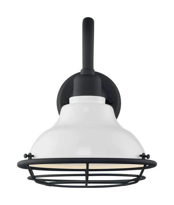 Sconce Nuvo 60-7021 Newbridge - 1 Light - Small Outdoor Wall Sconce Fixture - Gloss White Finish with Textured Black Accents Nuvo