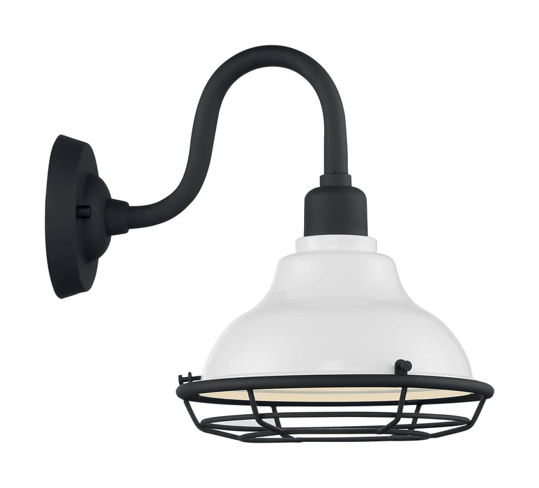 Sconce Nuvo 60-7021 Newbridge - 1 Light - Small Outdoor Wall Sconce Fixture - Gloss White Finish with Textured Black Accents Nuvo