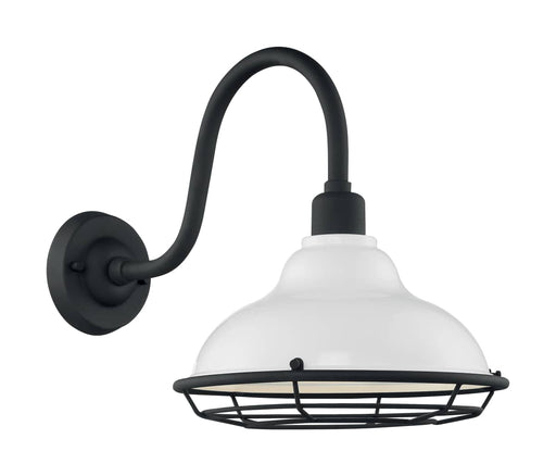 Sconce Nuvo 60-7022 Newbridge - 1 Light - Large Outdoor Wall Sconce Fixture - Gloss White Finish with Textured Black Accents Nuvo