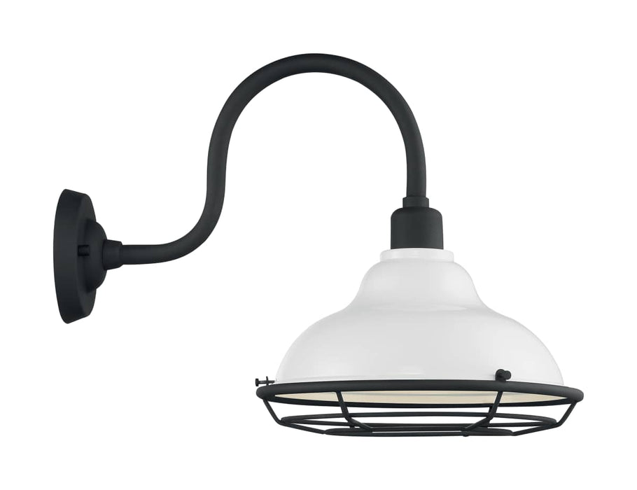 Sconce Nuvo 60-7022 Newbridge - 1 Light - Large Outdoor Wall Sconce Fixture - Gloss White Finish with Textured Black Accents Nuvo
