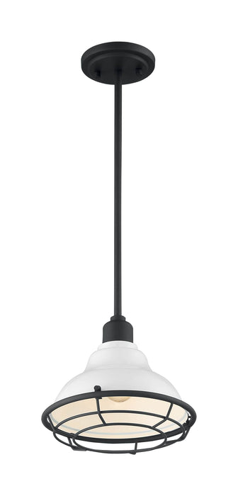 Pendant Nuvo 60-7023 Newbridge - 1 Light - Small Pendant Fixture - Gloss White Finish with Textured Black Accents Nuvo