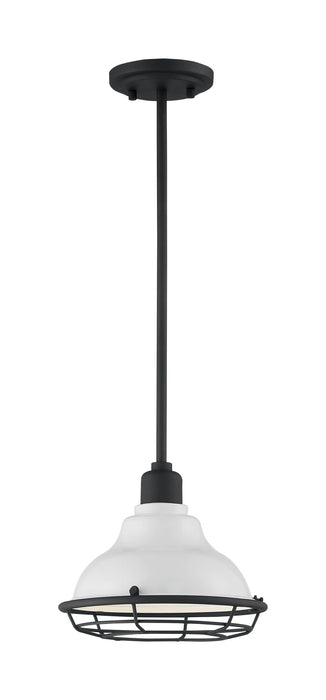 Pendant Nuvo 60-7023 Newbridge - 1 Light - Small Pendant Fixture - Gloss White Finish with Textured Black Accents Nuvo