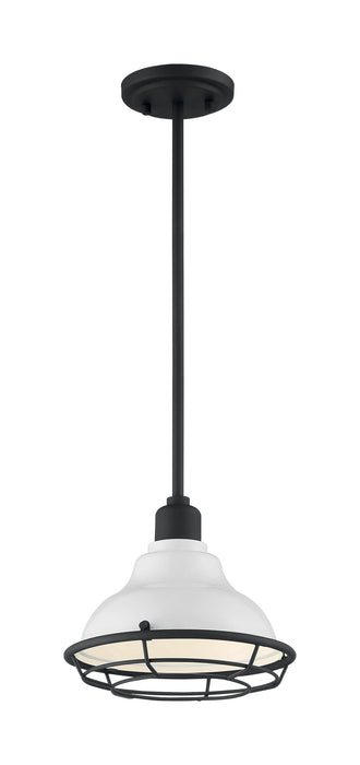 Pendant Nuvo 60-7023 Newbridge - 1 Light - Small Pendant Fixture - Gloss White Finish with Textured Black Accents Nuvo