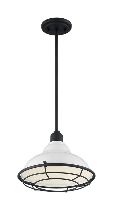 Pendant Nuvo 60-7024 Newbridge - 1 Light - Large Pendant Fixture - Gloss White Finish with Textured Black Accents Nuvo