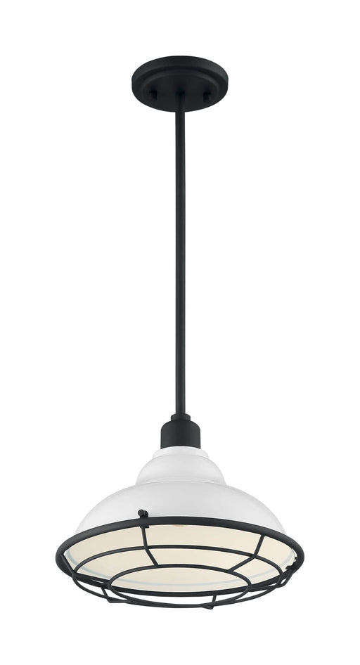 Pendant Nuvo 60-7024 Newbridge - 1 Light - Large Pendant Fixture - Gloss White Finish with Textured Black Accents Nuvo