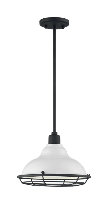 Pendant Nuvo 60-7024 Newbridge - 1 Light - Large Pendant Fixture - Gloss White Finish with Textured Black Accents Nuvo