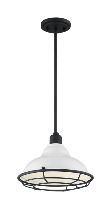 Pendant Nuvo 60-7024 Newbridge - 1 Light - Large Pendant Fixture - Gloss White Finish with Textured Black Accents Nuvo