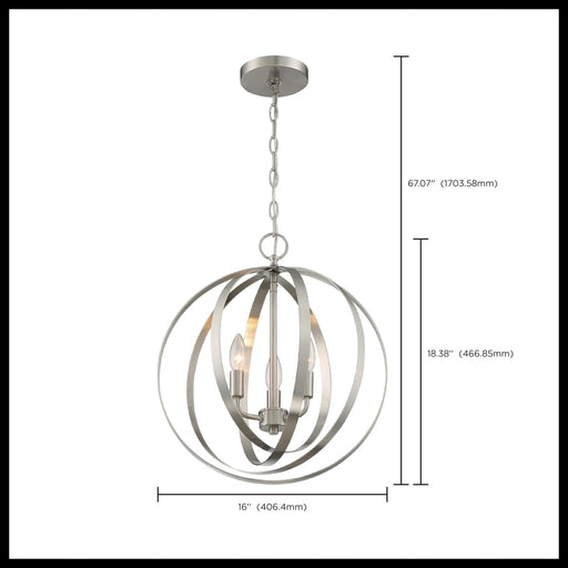 Pendant Nuvo 60-7047 Pendleton - 3 Light - Pendant Fixture - Brushed Nickel Finish Nuvo