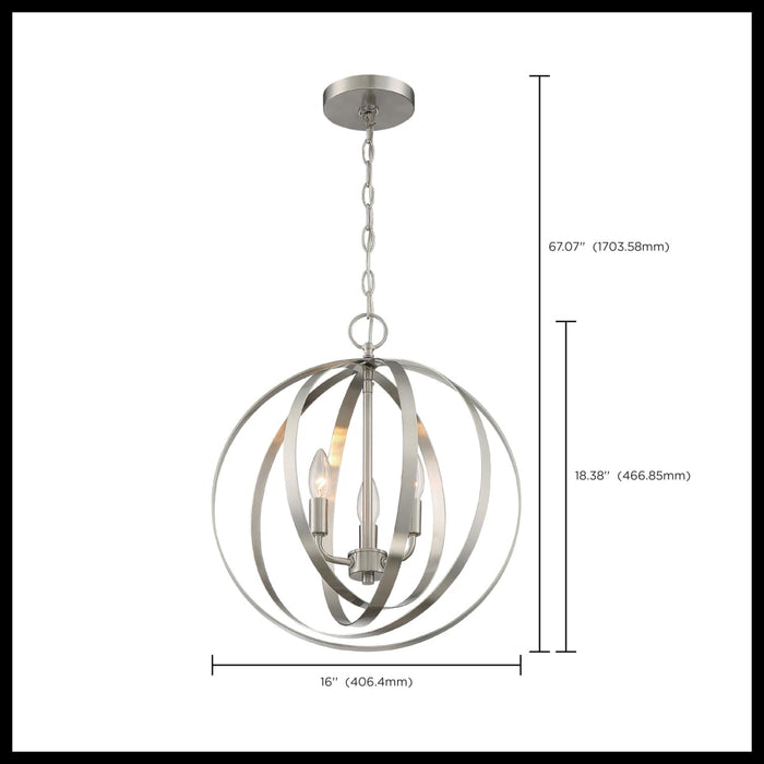 Pendant Nuvo 60-7047 Pendleton - 3 Light - Pendant Fixture - Brushed Nickel Finish Nuvo