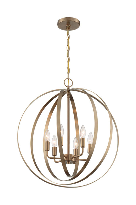 Pendant Nuvo 60-7058 Pendleton - 6 Light - Pendant Fixture - Burnished Brass Finish Nuvo