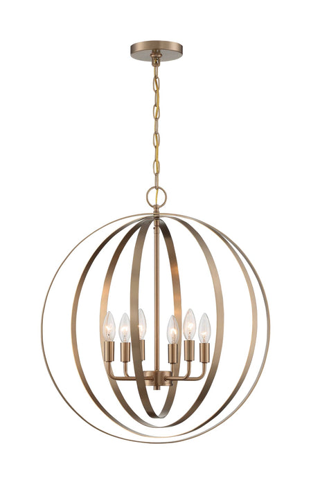 Pendant Nuvo 60-7058 Pendleton - 6 Light - Pendant Fixture - Burnished Brass Finish Nuvo