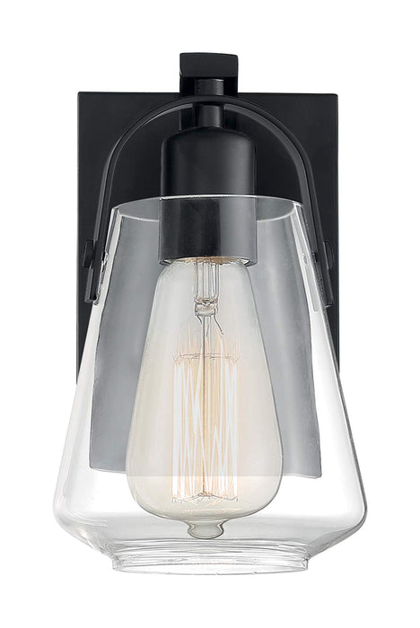 Vanity Nuvo 60-7101 Skybridge - 1 Light - Vanity Fixture - Matte Black Finish with Clear Glass Nuvo