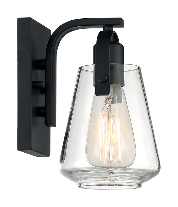 Vanity Nuvo 60-7101 Skybridge - 1 Light - Vanity Fixture - Matte Black Finish with Clear Glass Nuvo