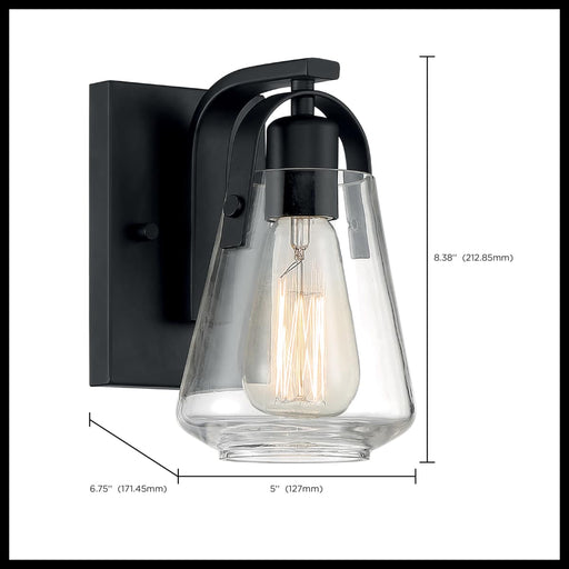 Vanity Nuvo 60-7101 Skybridge - 1 Light - Vanity Fixture - Matte Black Finish with Clear Glass Nuvo