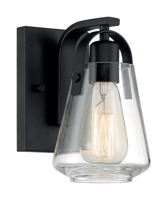 Vanity Nuvo 60-7101 Skybridge - 1 Light - Vanity Fixture - Matte Black Finish with Clear Glass Nuvo