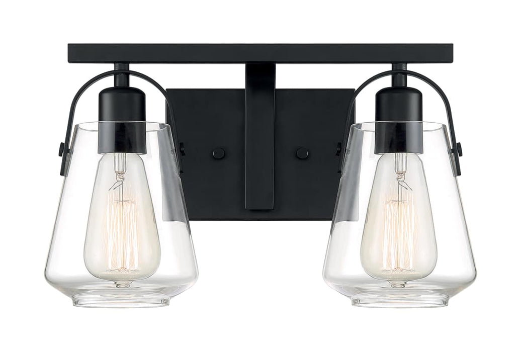 Vanity Nuvo 60-7102 Skybridge - 2 Light - Vanity Fixture - Matte Black Finish with Clear Glass Nuvo